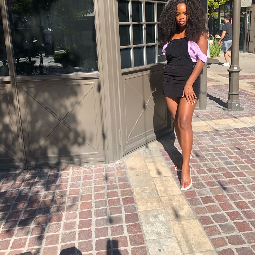 Black Cordoroy Overrall Dress